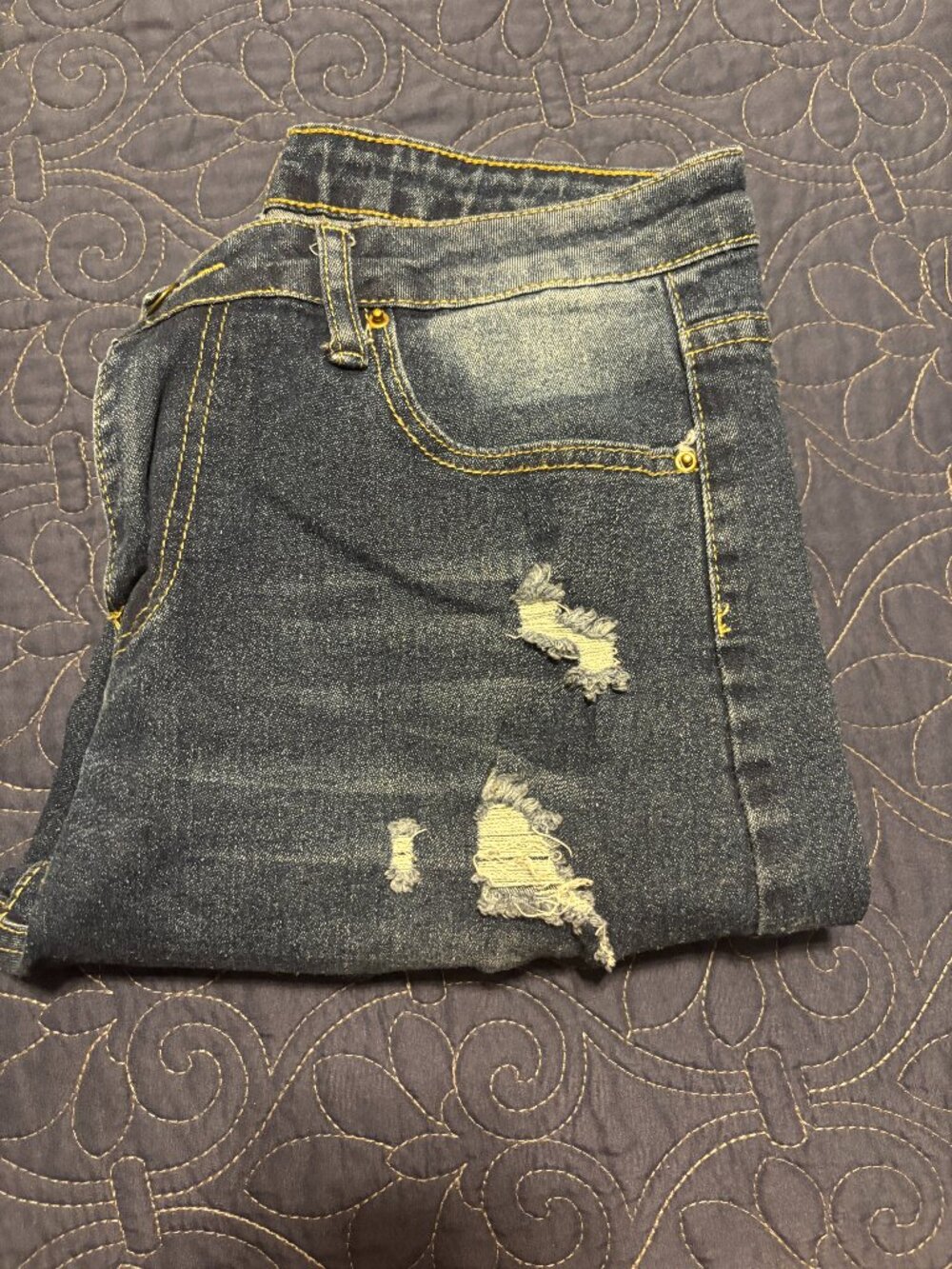 Distressed Jeans Cropped Ankle Size Medium